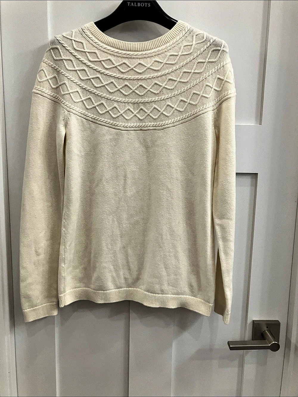 Talbots Cream Geometric Knit Sweater